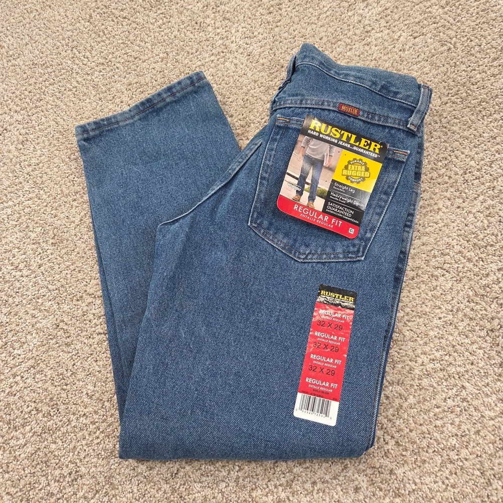 NWT Wrangler Rustler Jeans Straight Leg Regular Fit 32x29 Heavyweight Denim